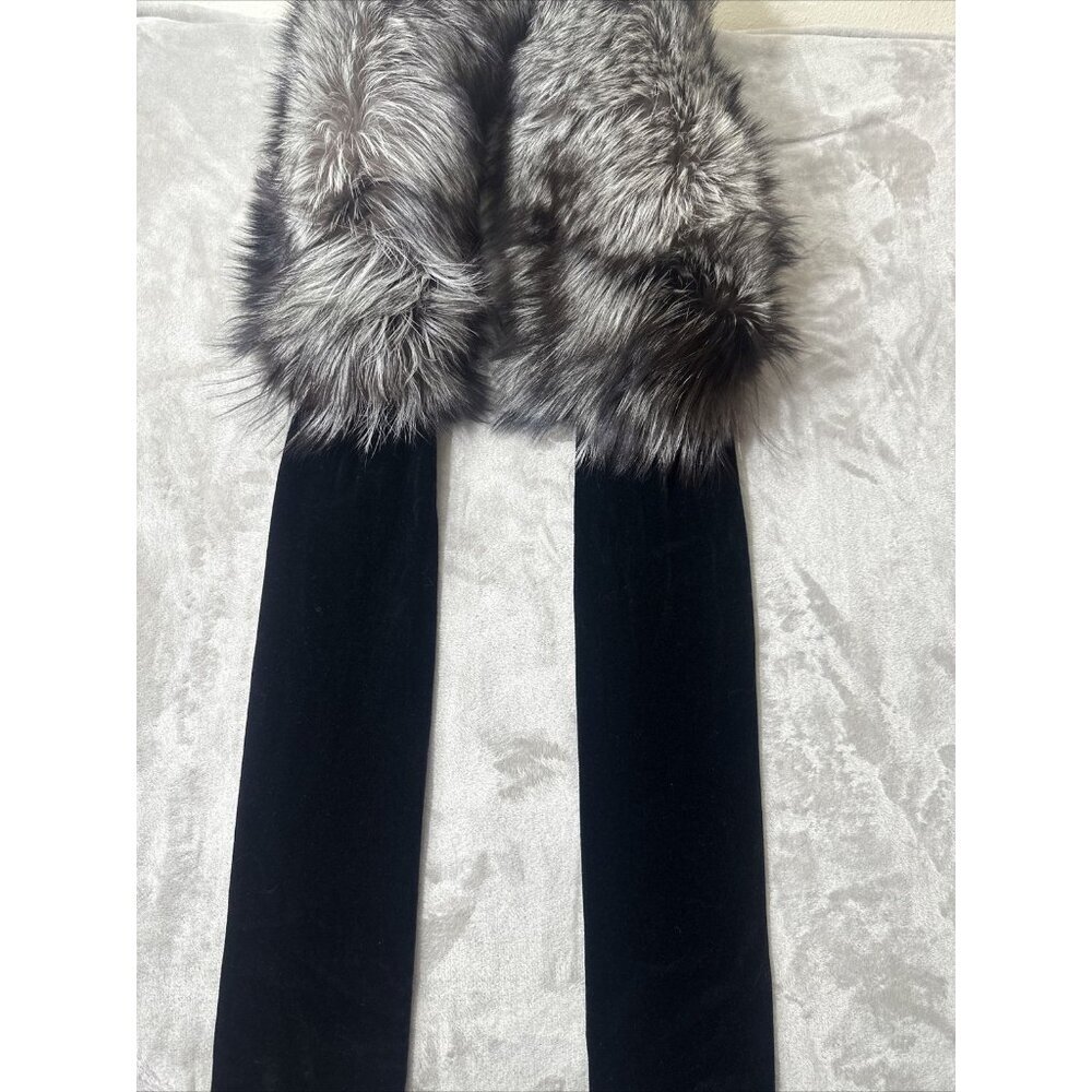 Women’s ST.John Evening Scarf Dyed Fox 95% Silk Velvet Lining Gray One Size - Picture 8 of 11